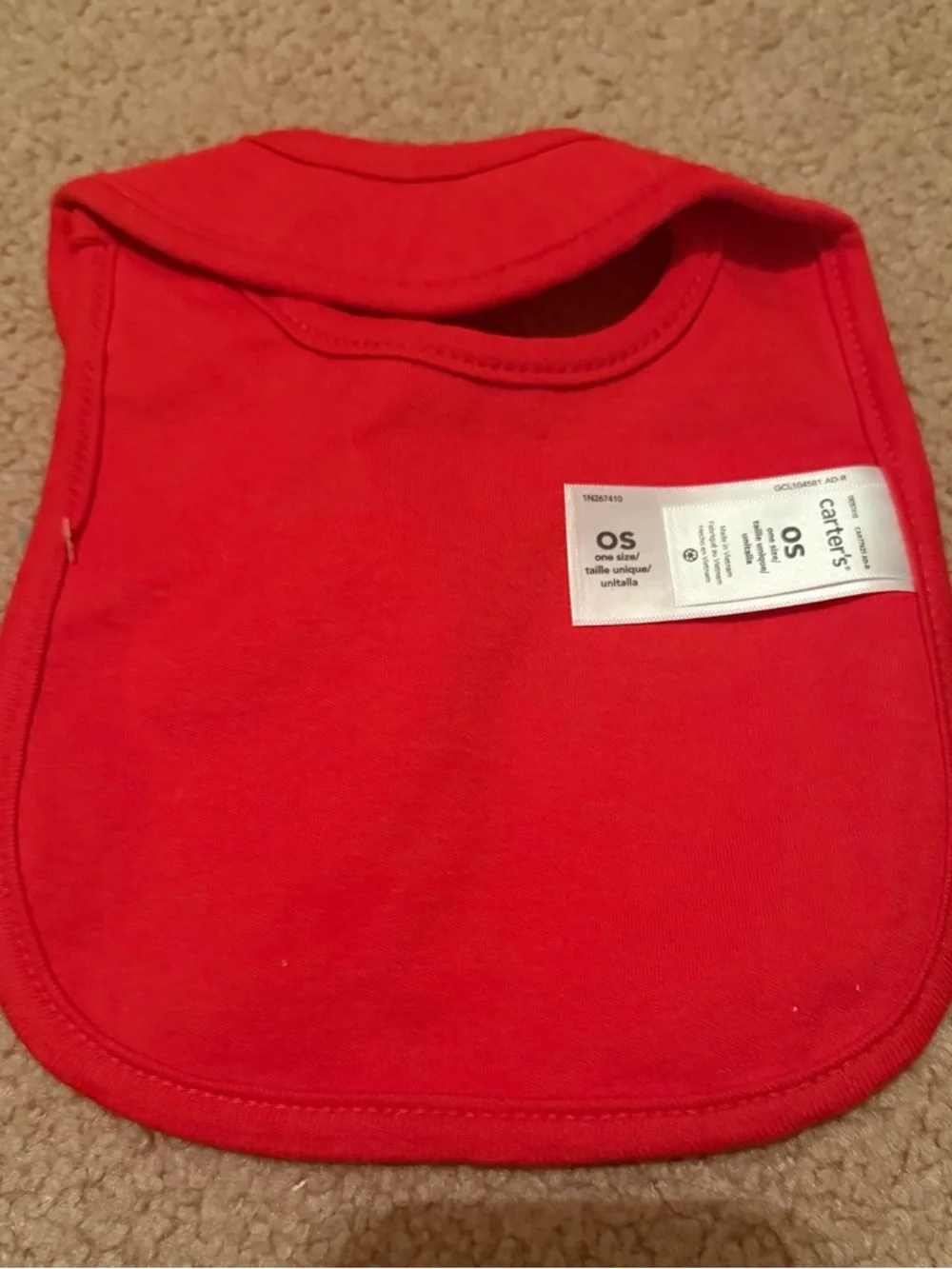 Carter's My First Valentine's Day Red Water Resistant Snap Closure Bib